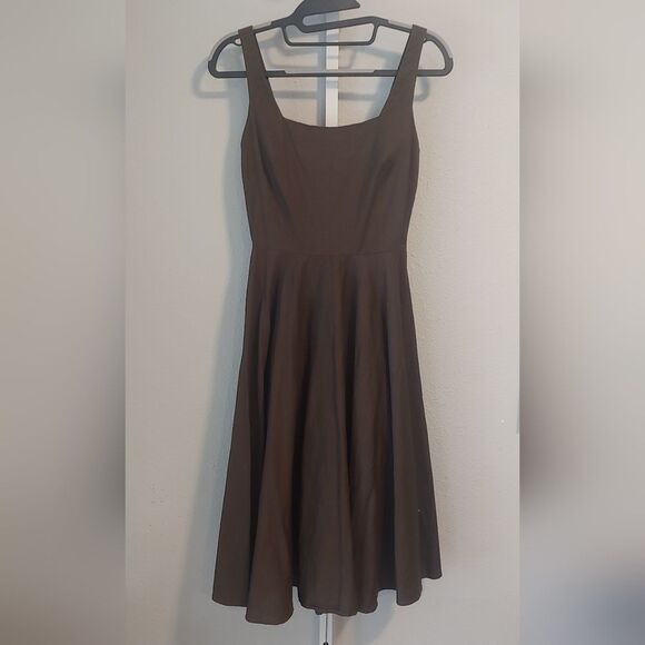 Bailey Blue A-Line Dress w Square Neckline Dark Olive Green Sz S - Picture 1 of 6